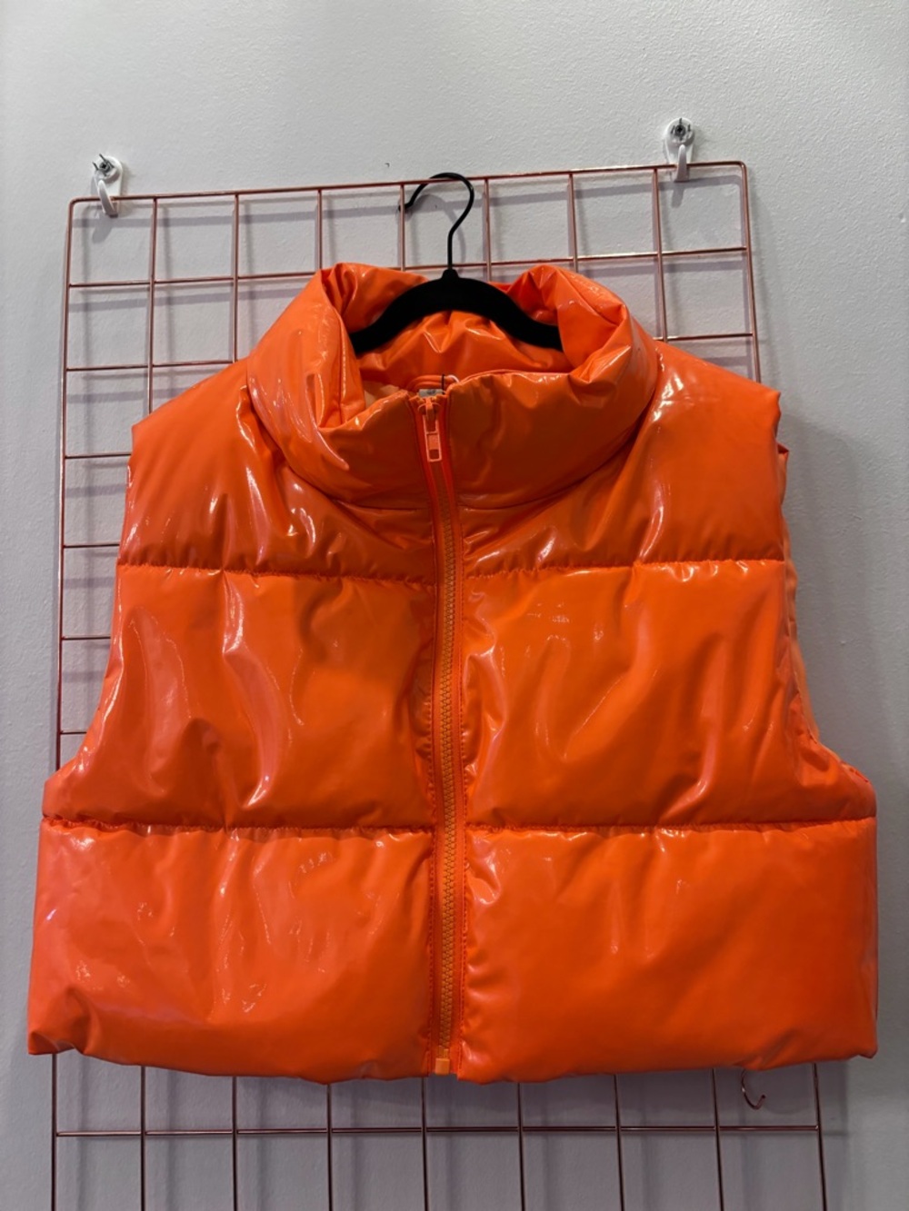 Tractr Glossy Orange Puffer Vest